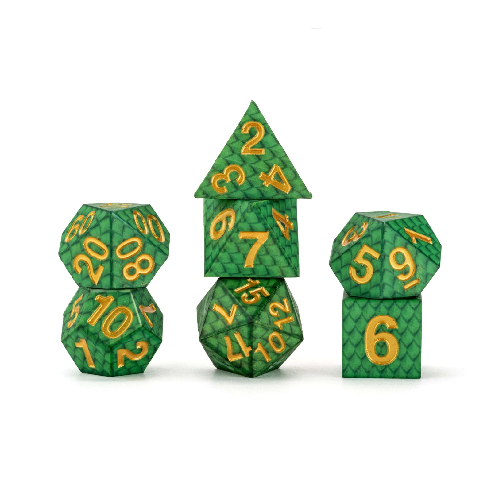 Metallic Dice Games Dragon Storm Silicone Dice Set - 7-Piece Polyhedral, 16mm, Green Dragon Scale Effect 1