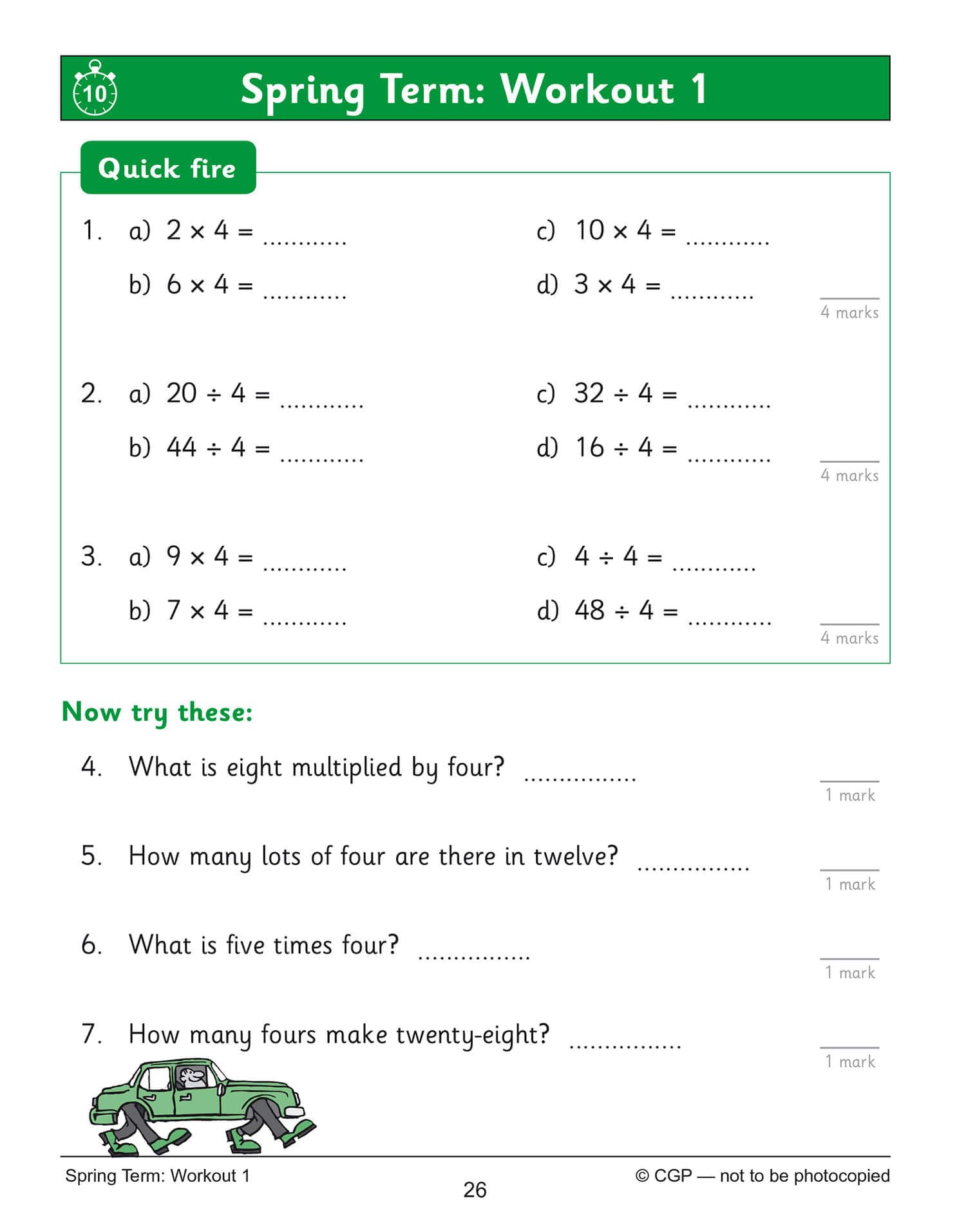 CGP KS2 Maths: Times Tables 10-Minute Weekly Workouts - Year 3 Study Aid | Ages 7-8 | 88 Pages