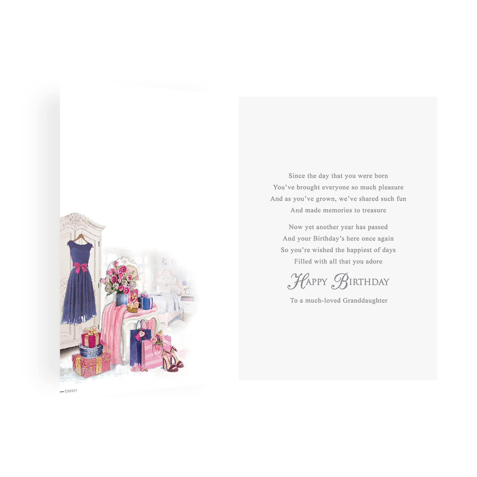 Regal Publishing Traditional Birthday Card for Granddaughter | 9 x 6 Inches
