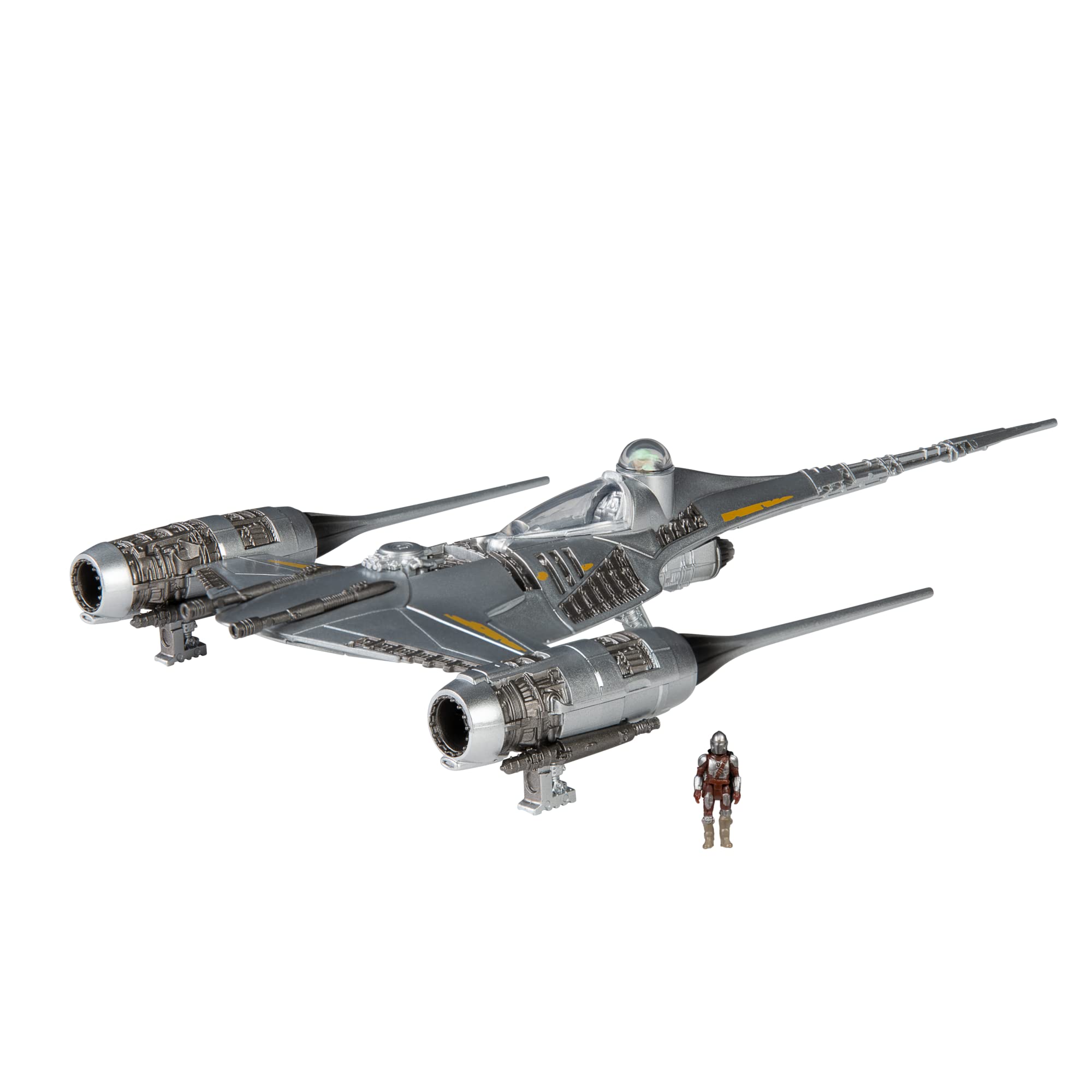 Star Wars Micro Galaxy Squadron The Mandalorian's N-1 Starfighter - 13cm Vehicle with Din Djarin & Grogu, Ages 8+
