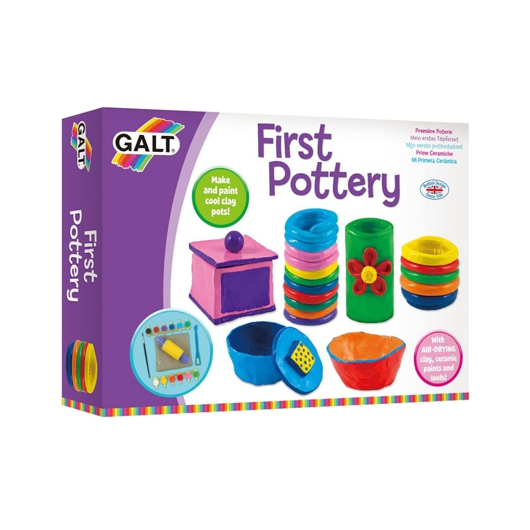 Galt First Pottery - Air Dry Clay Painting & Pottery Set for Ages 6+ | Includes 1.2kg Clay & Ceramic Paints 1