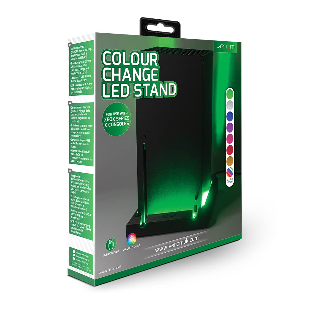 Venom LED Light-up Console Stand for Xbox Series X - Multi-Colour, USB Powered, Adjustable Brightness 7
