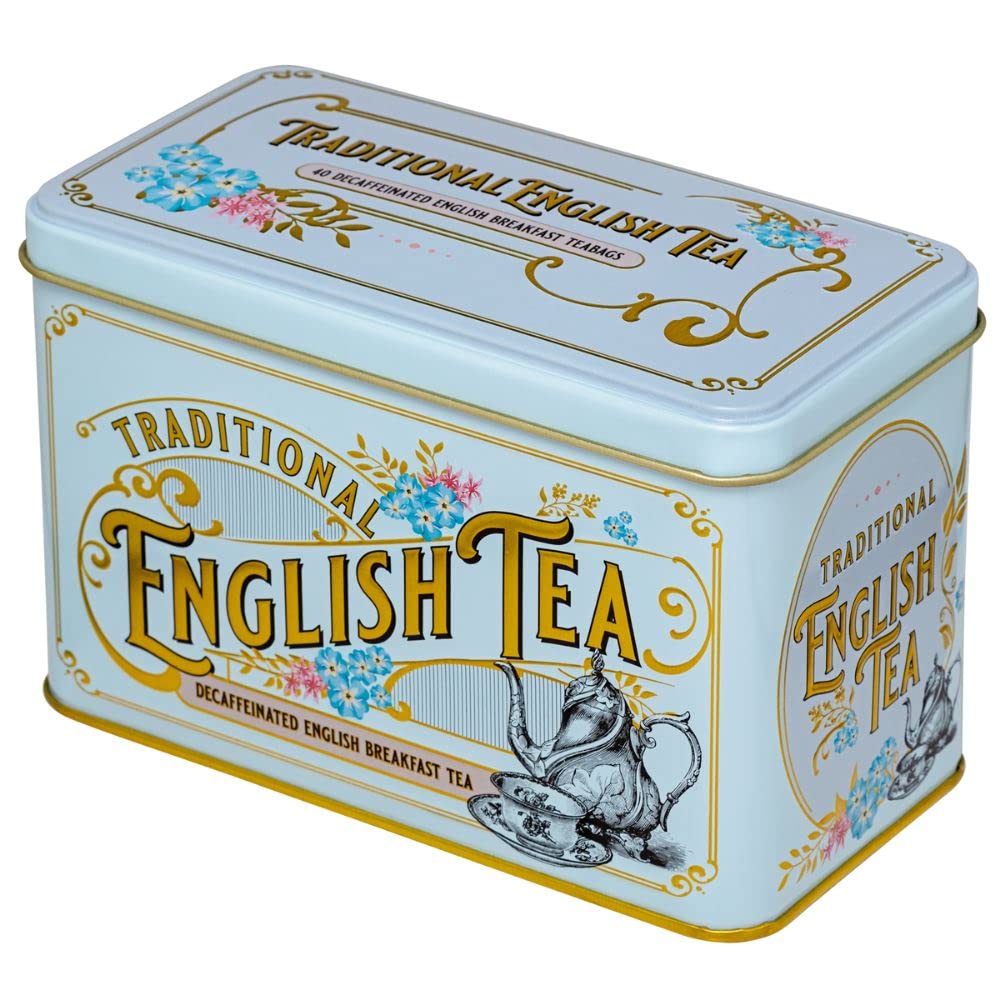 New English Teas Vintage Victorian Decaffeinated English Breakfast Tea Caddy - 40 Foil-Wrapped Teabags 11