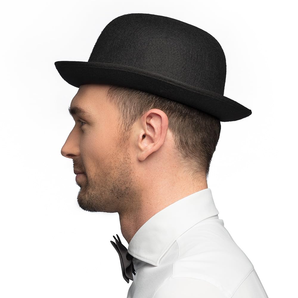 Boland Classic Black Bowler Hat - Adult Costume Headwear with Satin Ribbon 6
