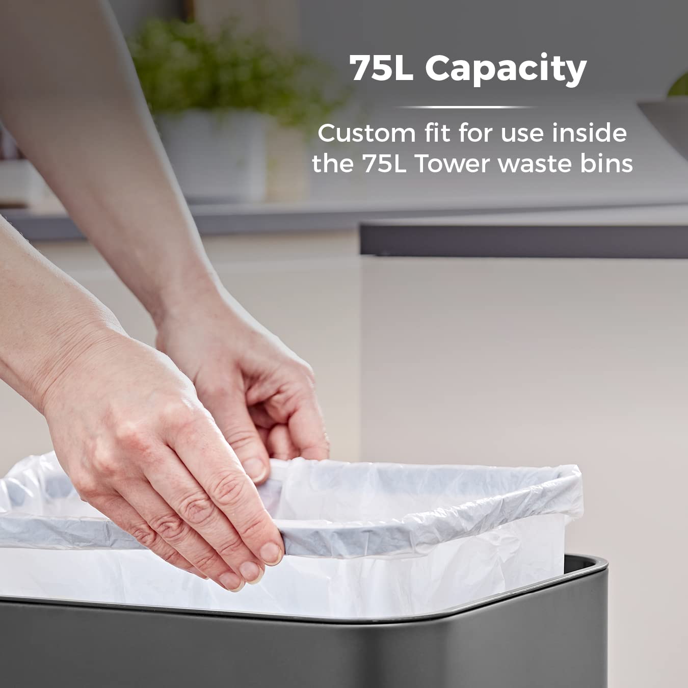 Tower 75L Lemon Scented Bin Liners - 20 Pack, Heavy Duty HDPE Bags 4
