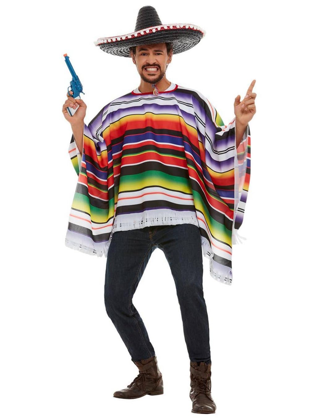 Smiffys Poncho - Multicolor, One Size