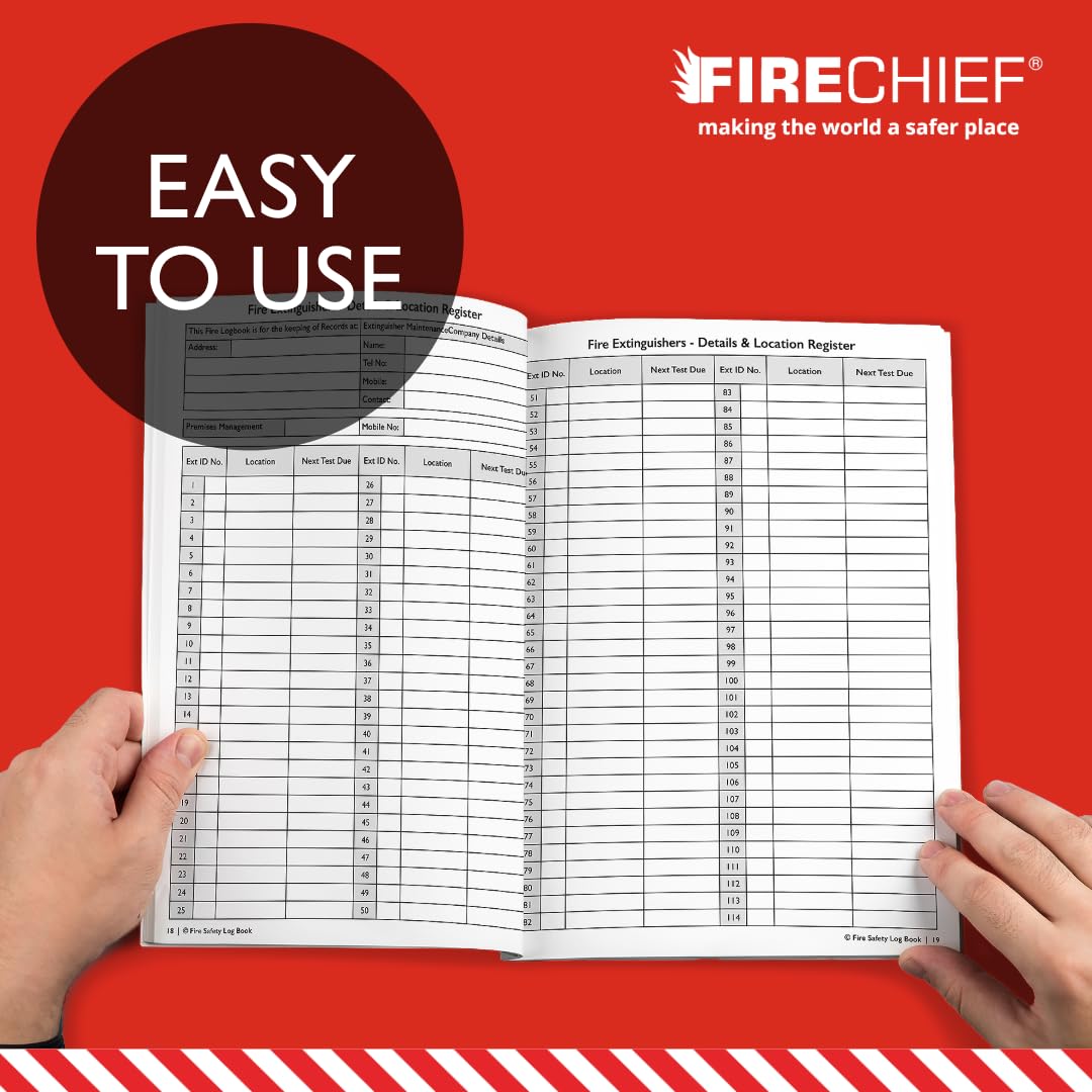 Firechief Fire Safety Log Book - A4 Size, Red Binding | Compliance for Regulatory Reform Order 2005 2