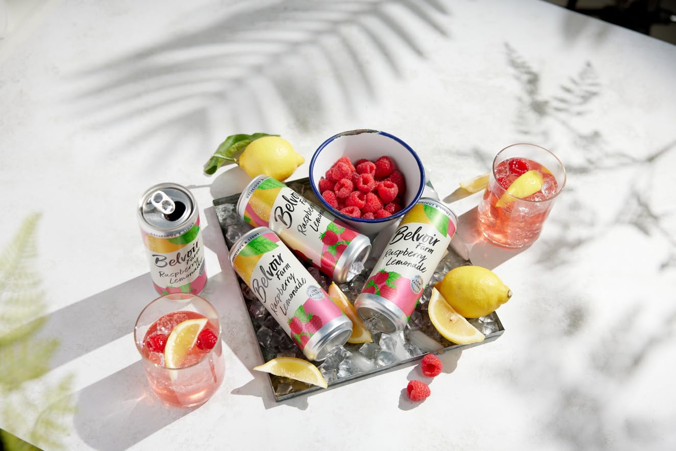 Belvoir Farm - Raspberry Lemonade Sparkling Drink (330ml Can) 3