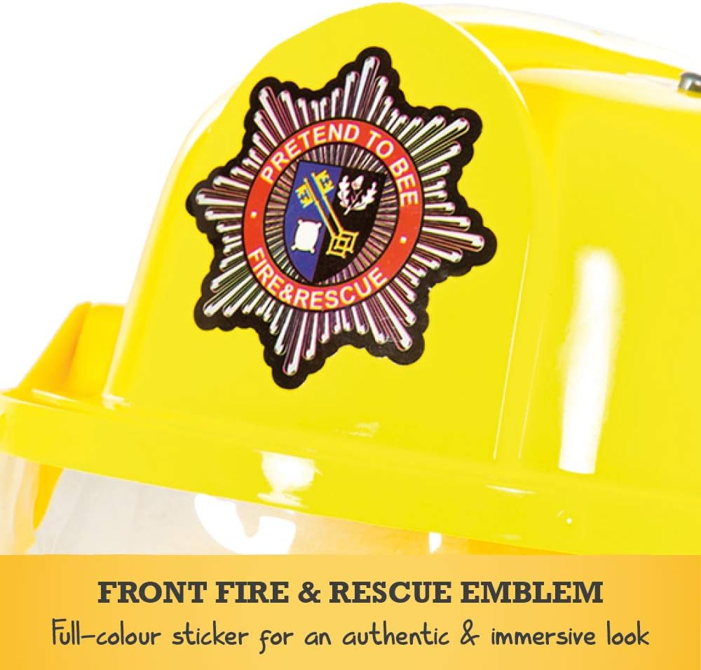 Pretend to Bee Firefighter Helmet with Visor, Kids Fireman Costume Accessory, Yellow Dress Up Helmet for Pretend Play 4