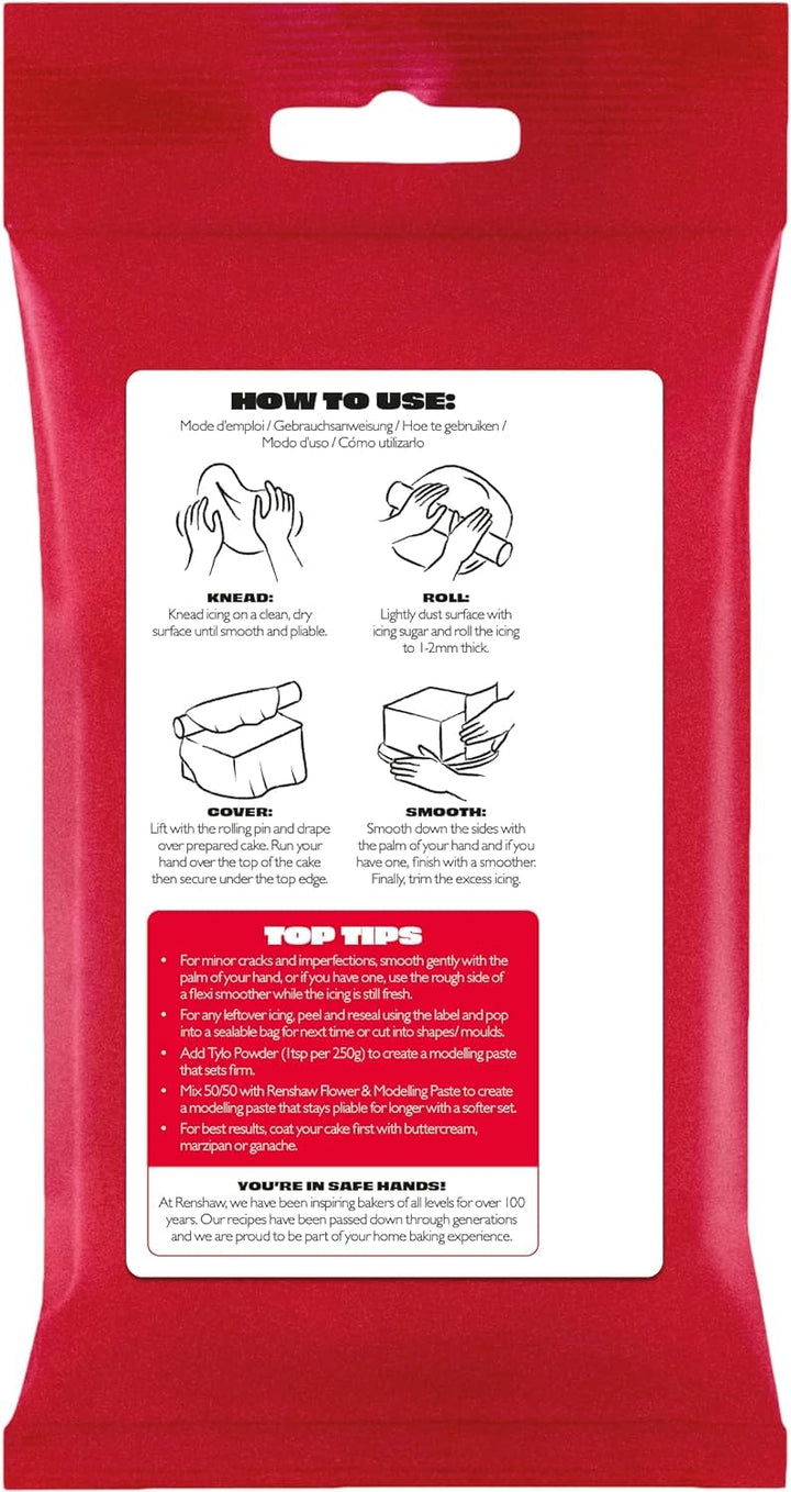 Renshaw Red Extra Stretch Smooth & Thin Fondant Icing, 1 kg