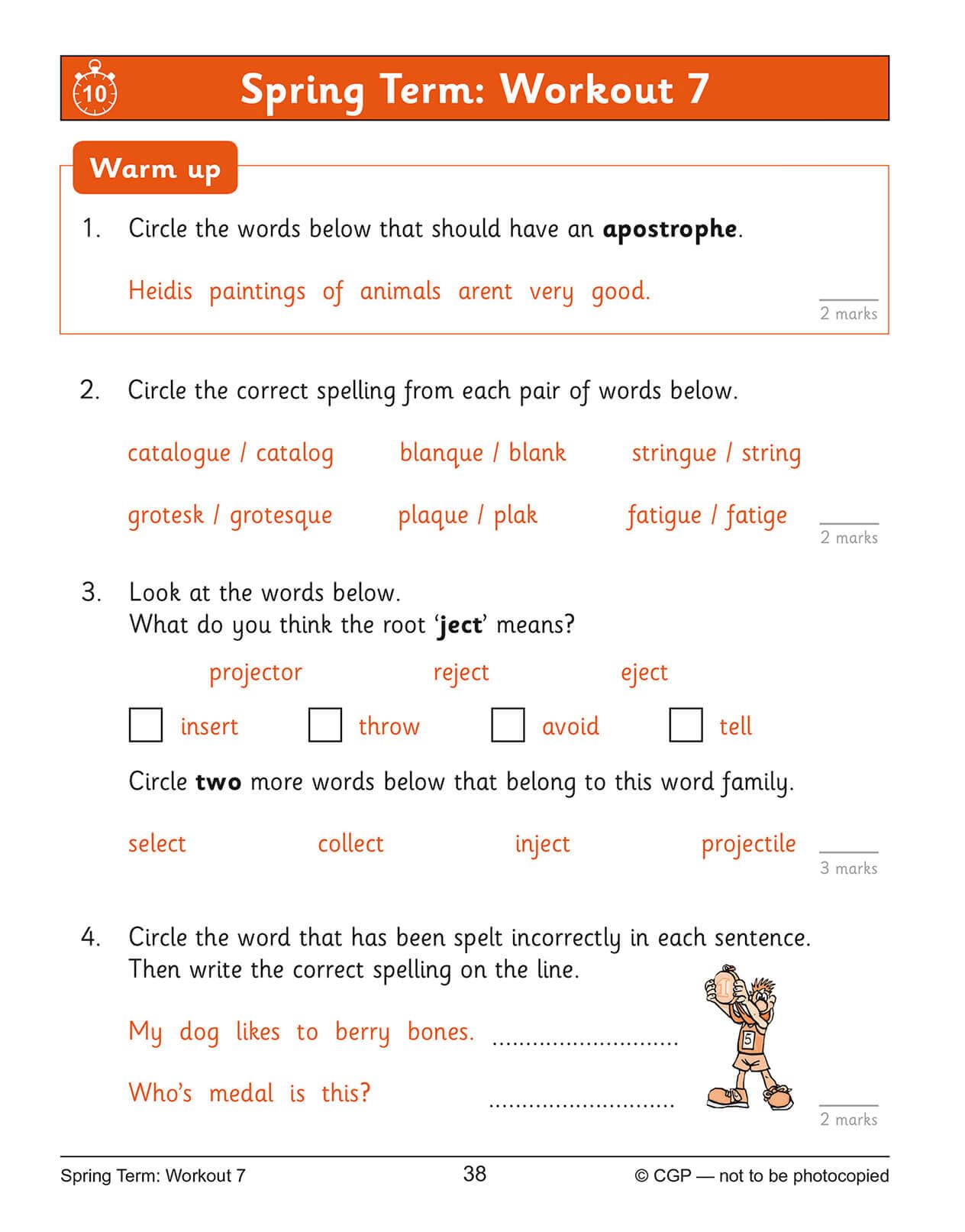 CGP Books KS2 English 10-Minute Weekly Workouts - Year 4 Study Aid | Ages 8-9 | 88 Pages