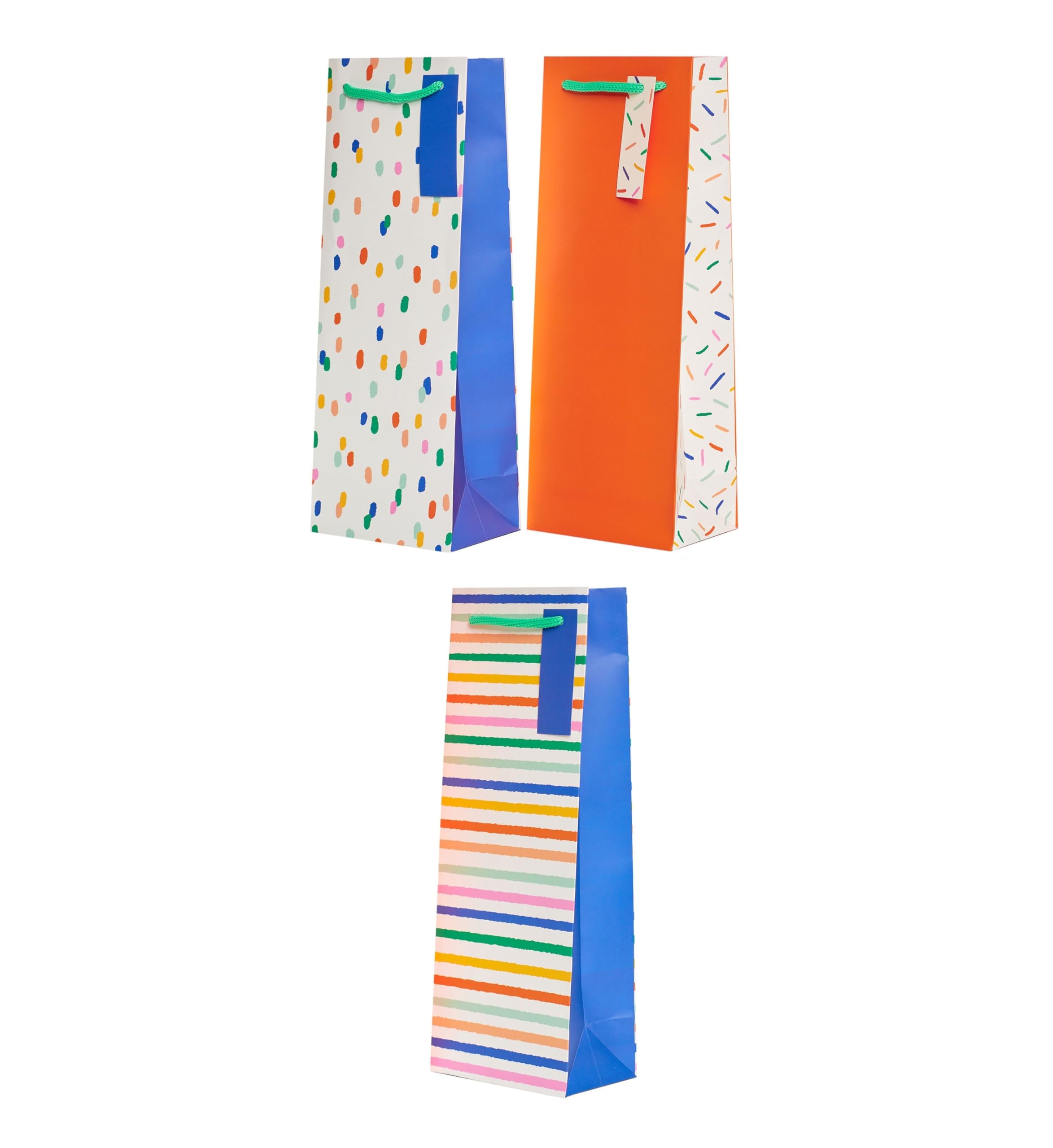 UK Greetings Multipack of 3 Bottle Bags for Him/Her/Friend | Multicoloured Paper