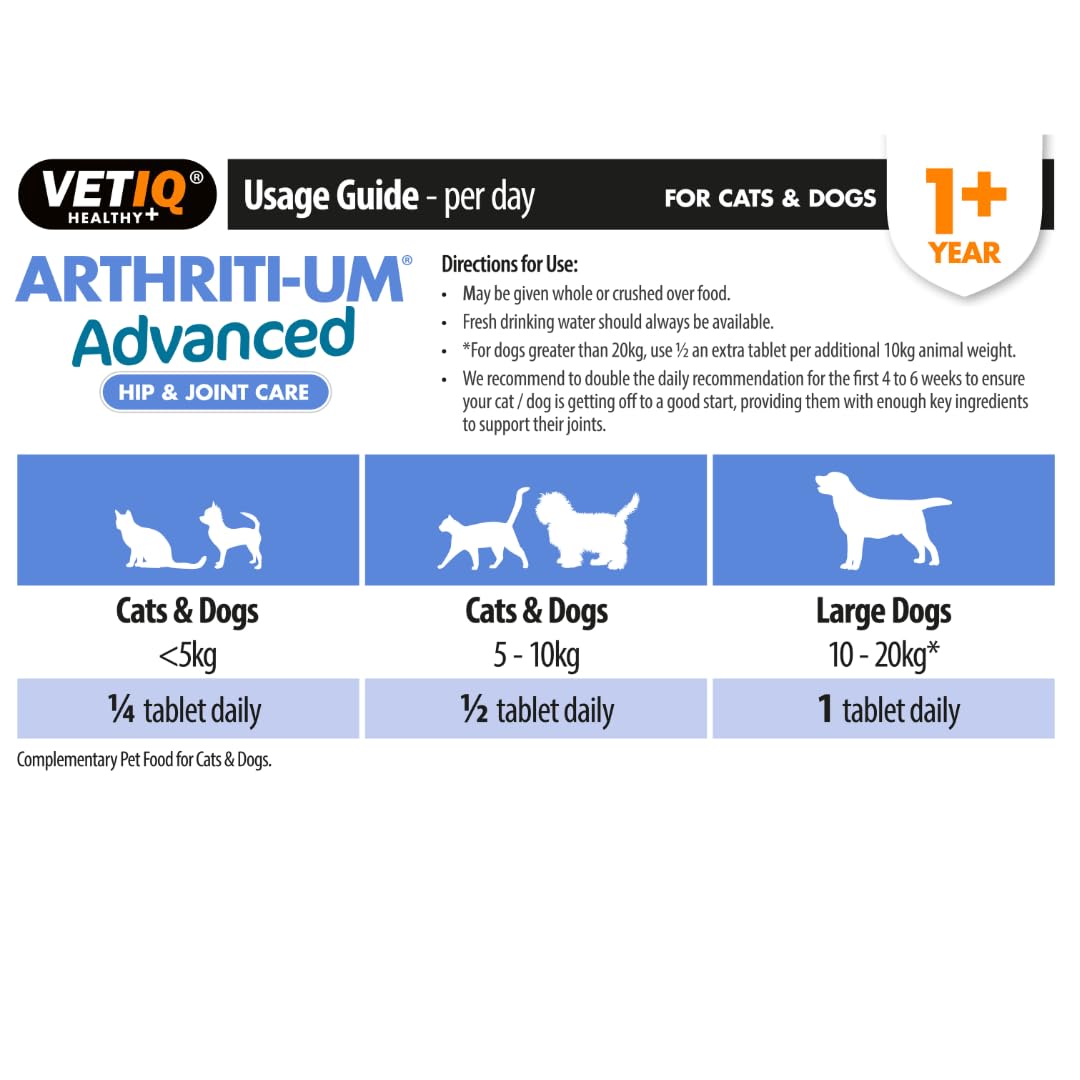 VETIQ Arthriti-Um Advanced Hip & Joint Care Tablets - 45 Count | Supports Mobility & Flexibility 6
