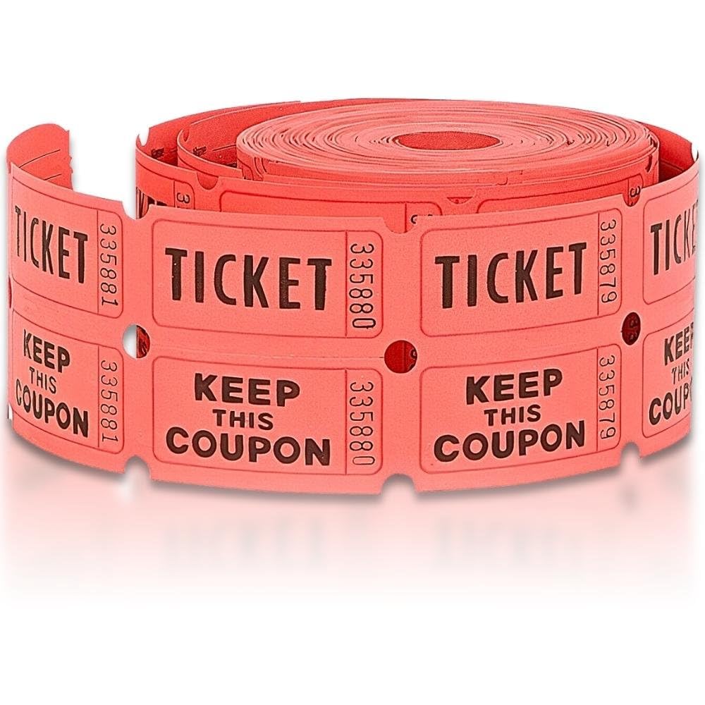 Unique Raffle Tickets - 500 Double Tickets per Roll | Paper | Red, Green, or Blue