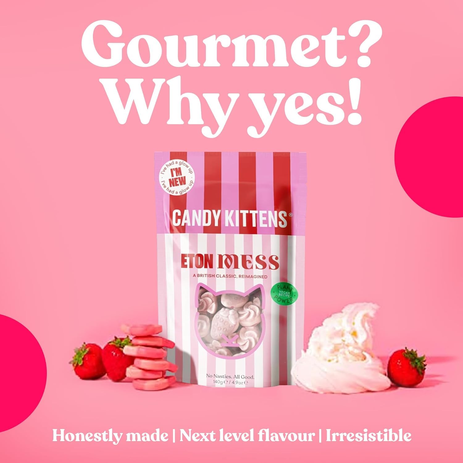 Candy Kittens THE OG Vegan Chewy Sweets Bundle (4 x 140 g) – Walderdbeere, Saure Wassermelone, Eton Mess und Very Cherry