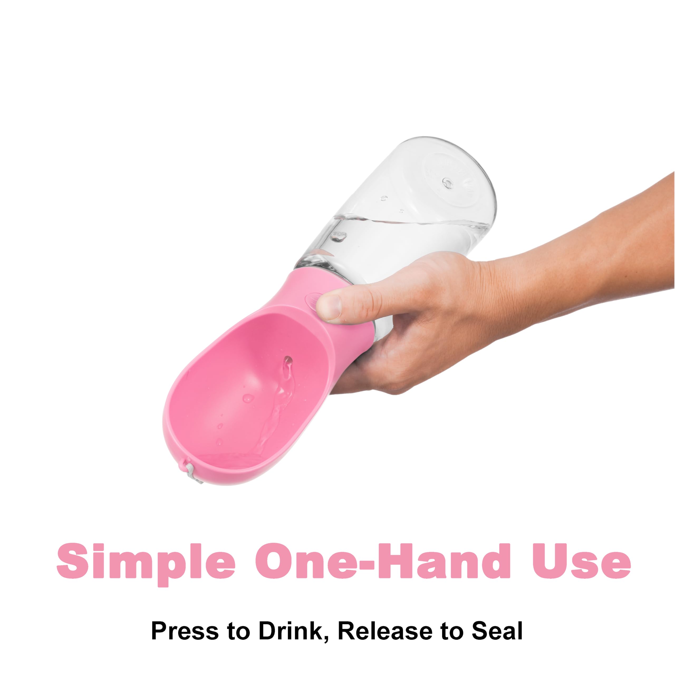 BARGAIN FACTORY Dog Water Bottle - 550 ML Portable Leak Proof Dispenser | Food Grade Plastic | Pink 2