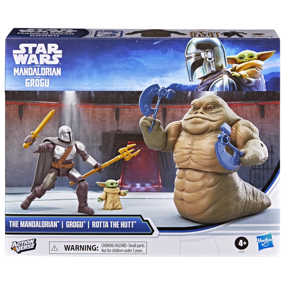 Star Wars ActionVerse The Mandalorian and Grogu Team Up Pack with Rotta the Hutt | 4.5-Inch Figures