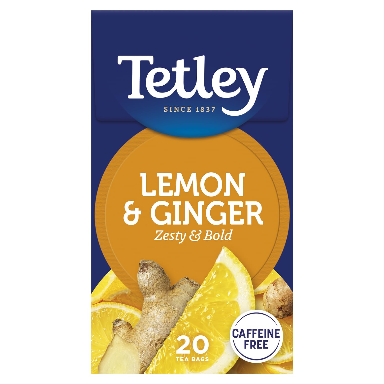 Tetley Zingy Lemon & Ginger Herbal Tea Bags - Naturally Caffeine-Free | 20 Count 1