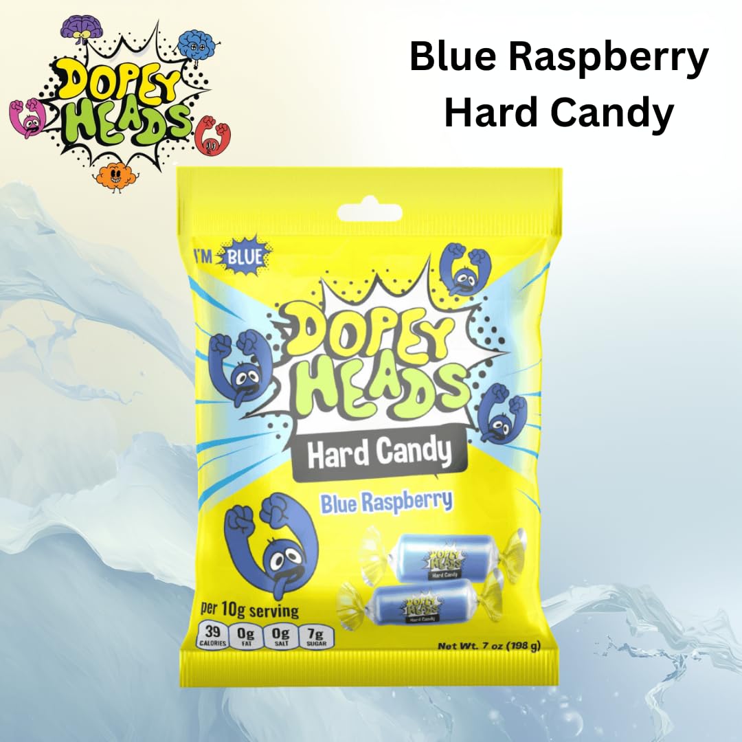 Dopey Heads Blue Raspberry Hard Candy - HALAL | 198g (7 oz) Bag | Long-Lasting Flavour 6