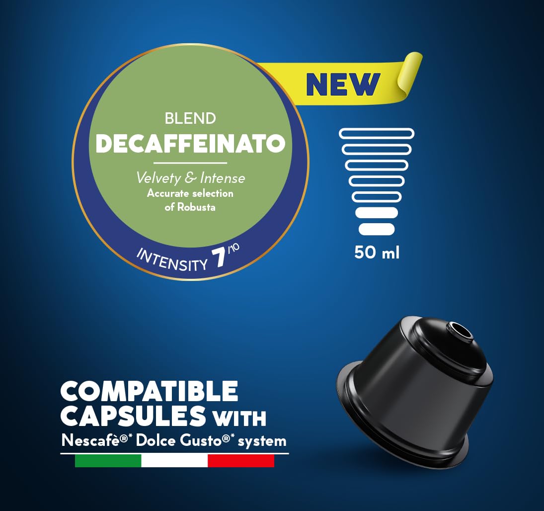 CAFFÈ BORBONE Decaffeinato Coffee Capsules - 64 Count | Intense & Velvety Taste | Intensity 8/10 | Dolce Gusto Compatible 3