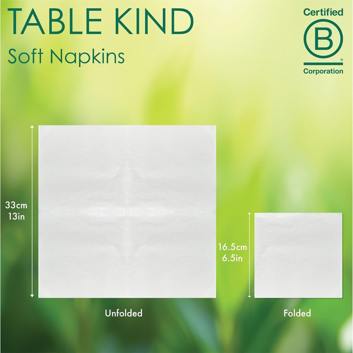 Talking Tables Table Kind 50 x Soft White 3-Ply Napkins, 33cm Eco-Friendly Compostable Serviettes 14