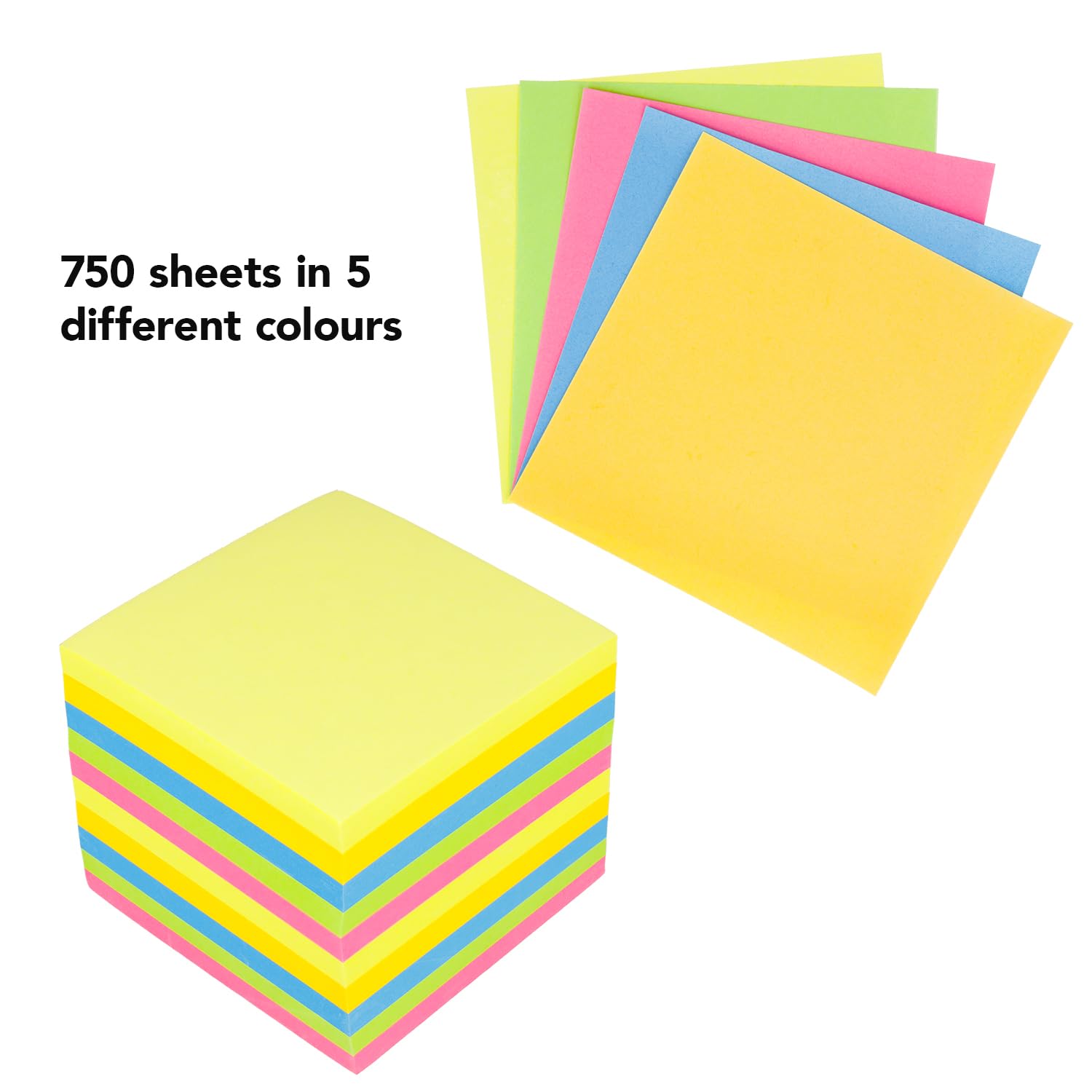 Westcott Desktop Notepad Holder - 750 Colourful Sheets | 9 x 9 cm Memo Block | FSC Certified Paper