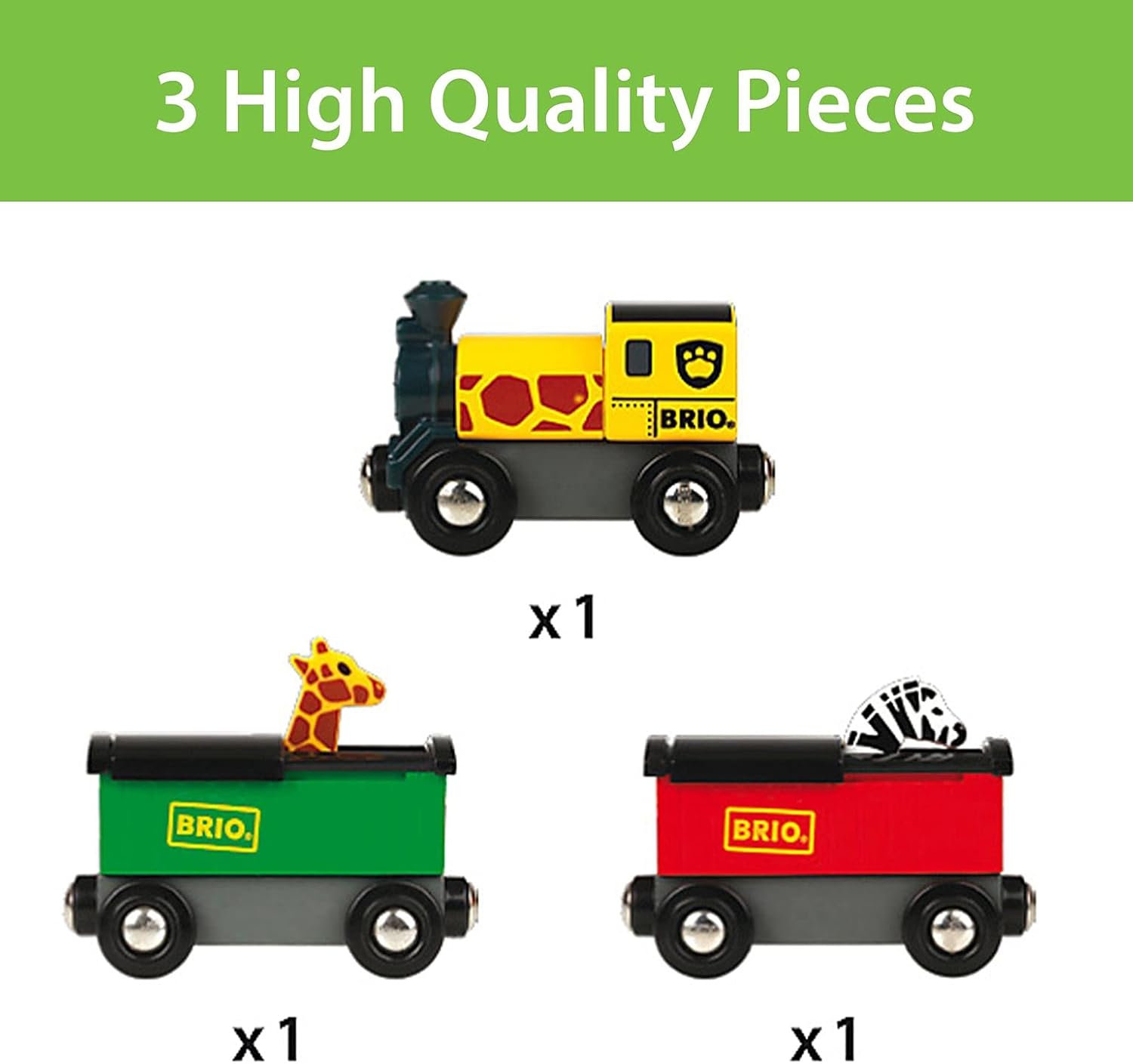 BRIO World Safari Train Set - Wooden Magnetic Train Playset for Kids 3+