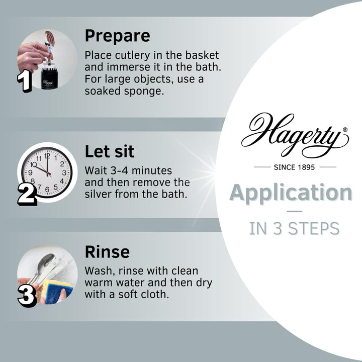Hagerty Silver Bath - Silver Immersion Cleaner with Tarnish Protection 580 ml