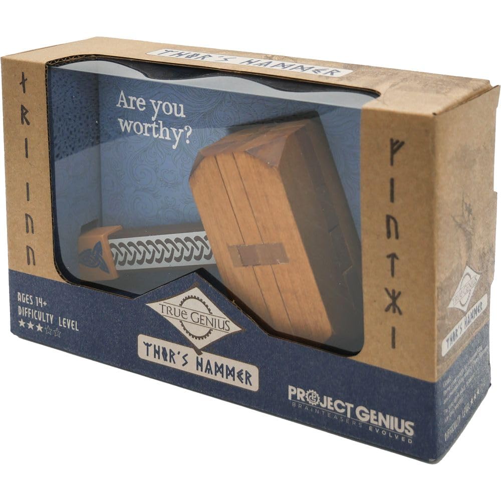 Thor's Hammer Wooden Brain Teaser Puzzle by Project Genius - Norse Mythology Puzzle for Ages 8+ 4