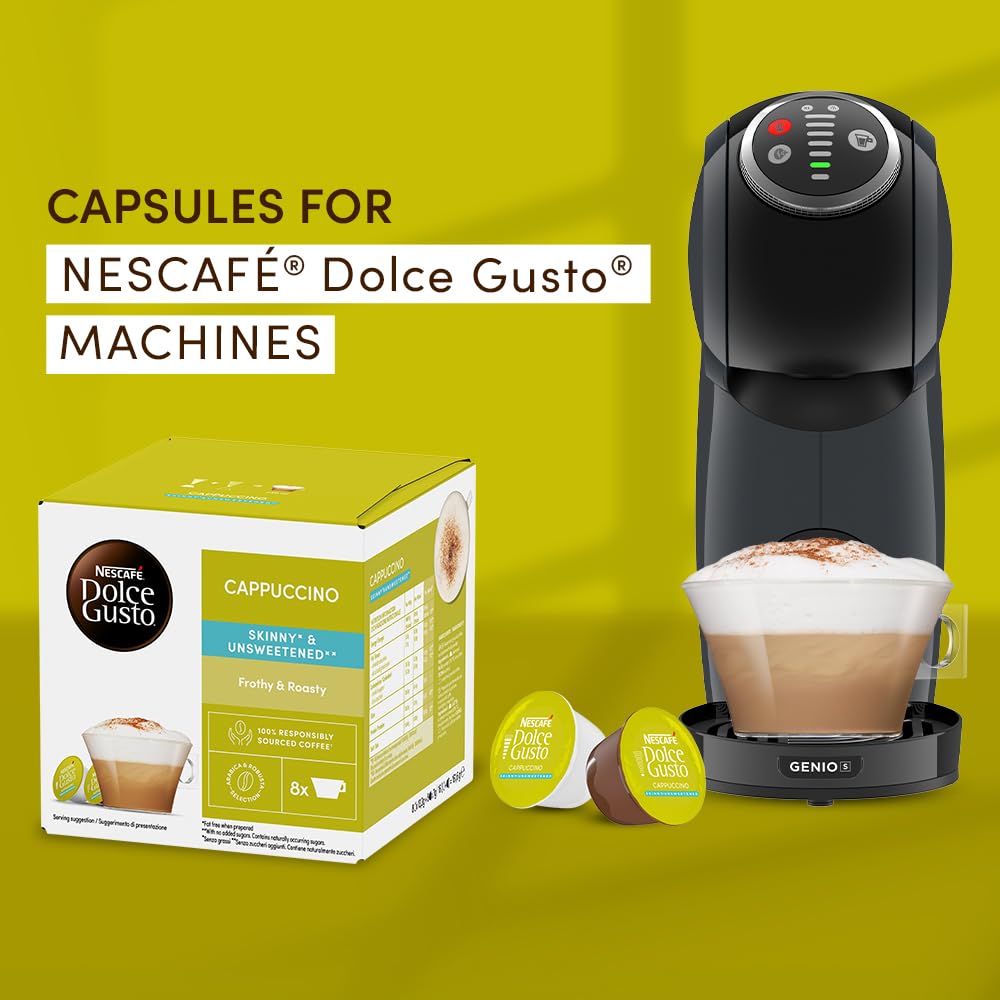 Nescafé Dolce Gusto Cappuccino Skinny & Unsweetened Coffee Pods - 16 Count (Pack of 3)