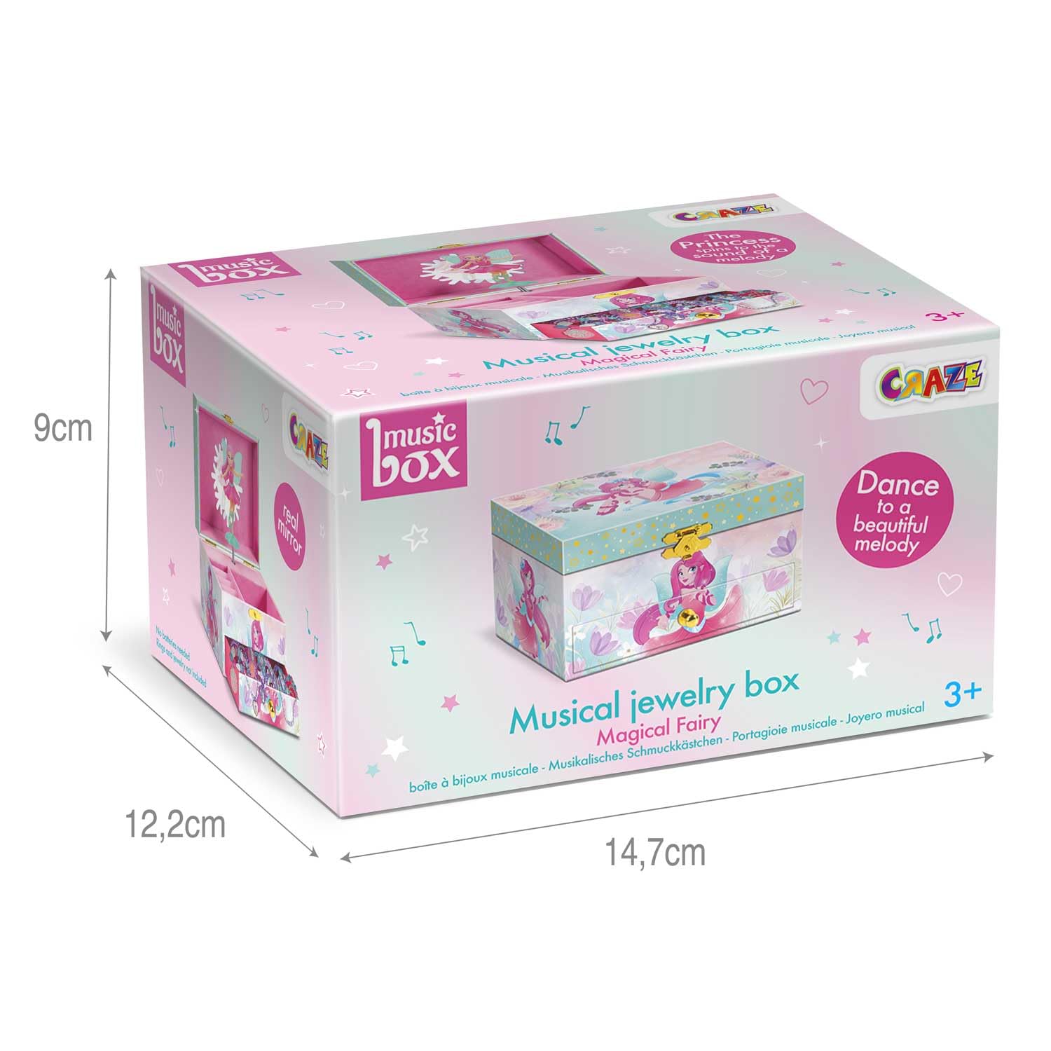 CRAZE Fairy Music Box Jewellery Box for Girls | Lila Color | Mirror & Compartments 6