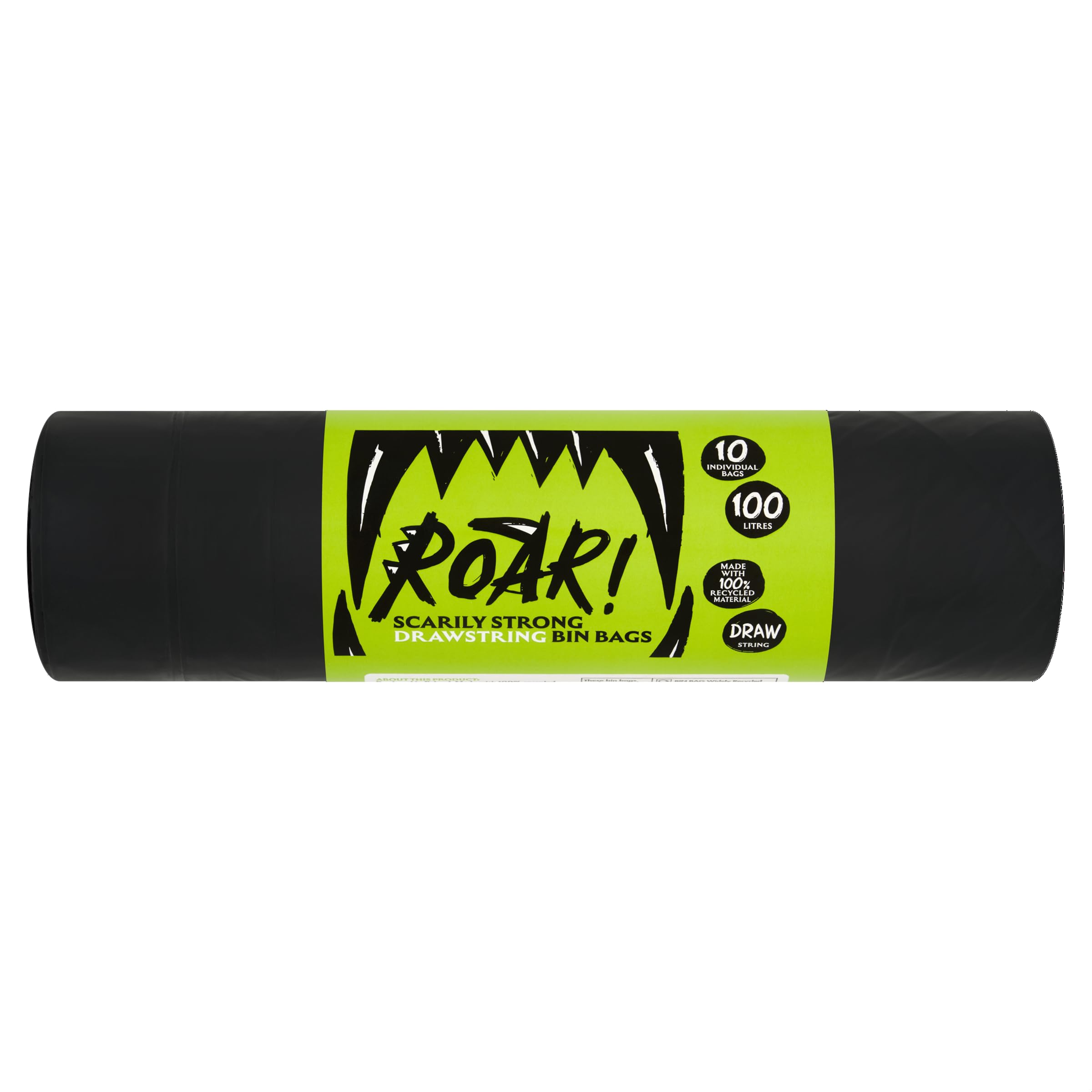 Roar! 100 Litre Bin Bags - Ultra Strong, Double Drawstring, Black Refuse Sacks | Pack of 10 1