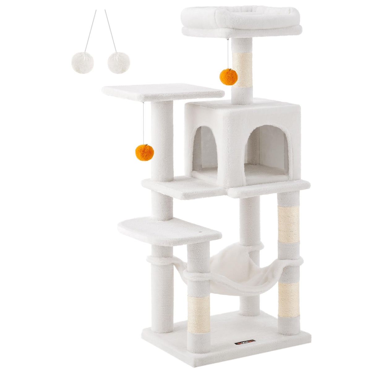 Feandrea Cat Tree Tower - 112 cm Multi-Level Cat Condo, 4 Sisal Scratching Posts