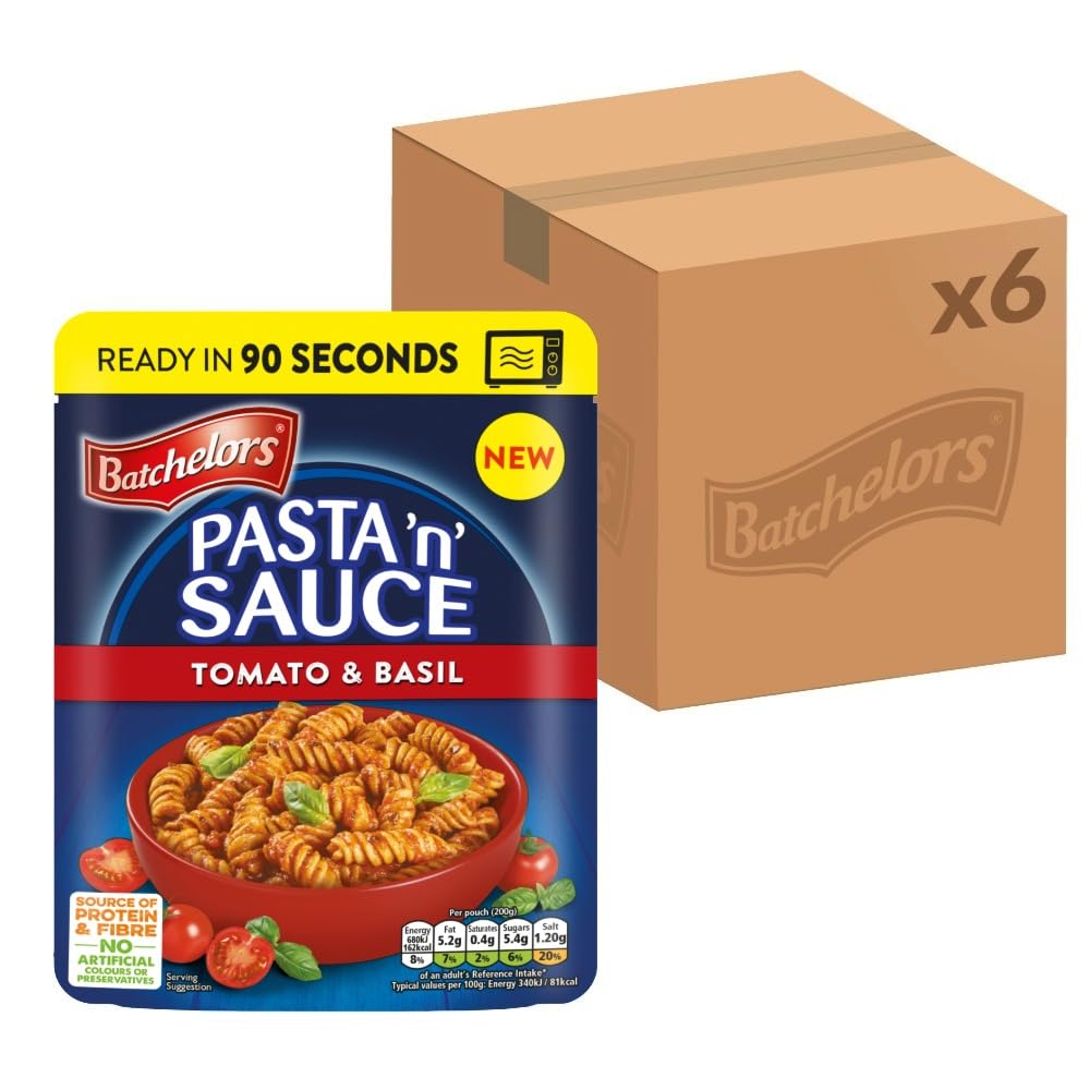 Batchelors Pasta 'n' Sauce Microwave Ready Meals - Tomato & Basil | Pack of 6 (200g each) 1