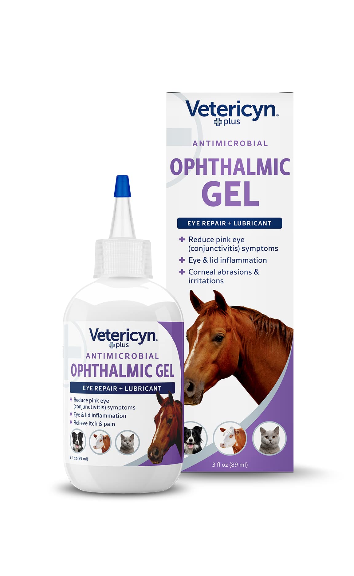 Vetericyn Plus Antimicrobial Ophthalmic Gel for Dogs & Cats - Relieves Redness & Irritation | 89 ml
