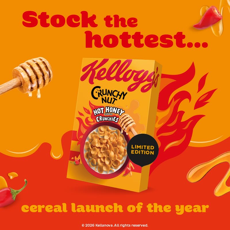 Kellogg's Krave Crunchy Nut Hot Honey Crunchies Cereal - Corn, Wheat & Oat with Honey & Chilli | 420g 4
