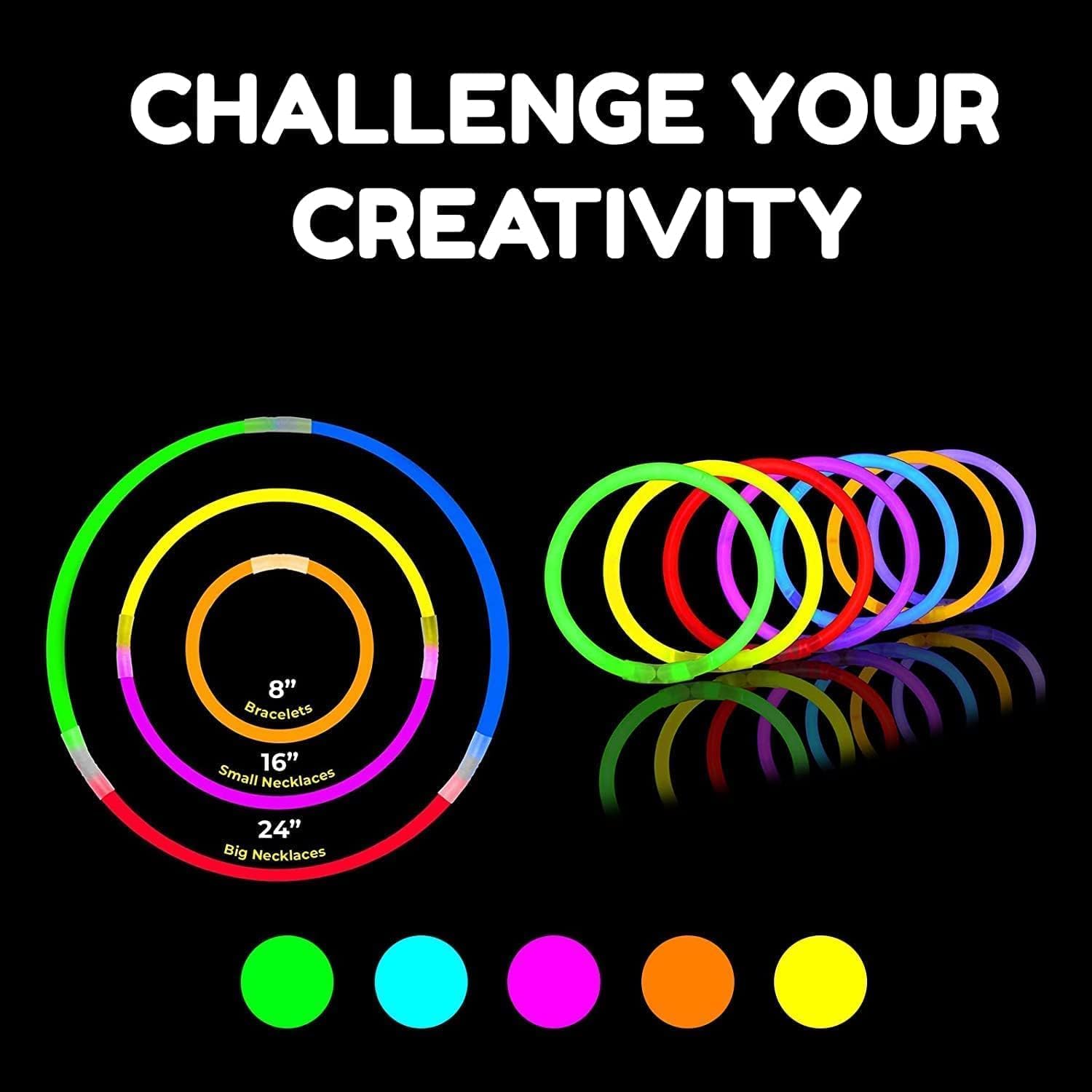 SHATCHI Glow Sticks Pack 400Pcs - Non-Toxic, Long-Lasting Neon Glowsticks for Parties | Unisex Children 8