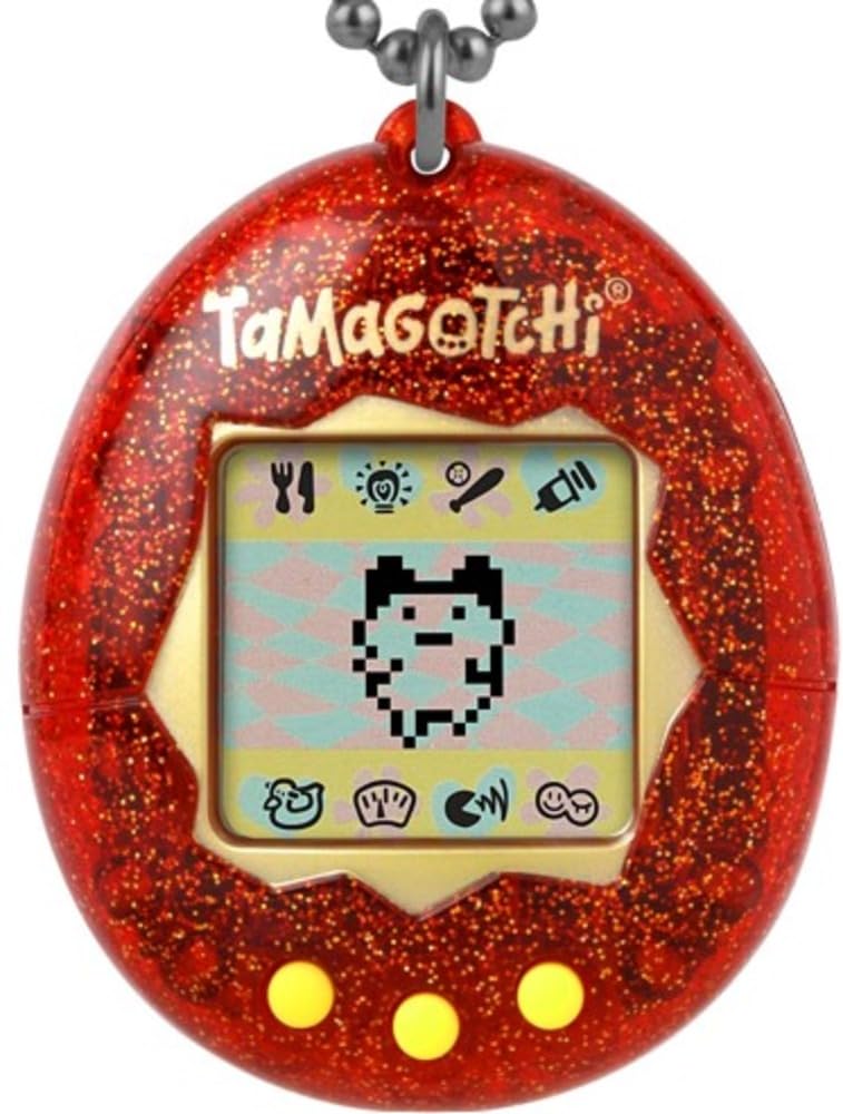 Bandai Tamagotchi Original Red Glitter Shell - Retro Virtual Pet Toy for Kids 8+