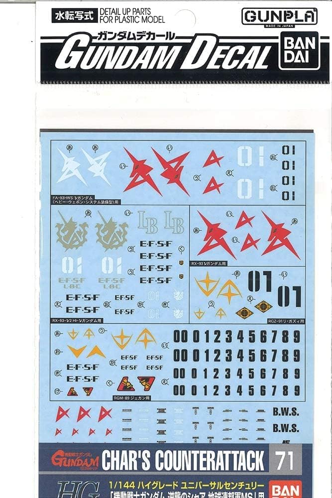 Bandai Hobby Gundam Decal - 71 Char's Counterattack Earth Federation (Box of 6)