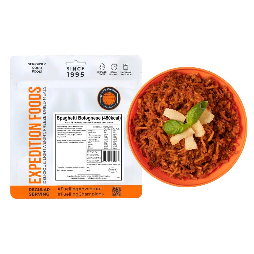 EXPEDITION FOODS Spaghetti Bolognese - Single Serving | 450kcal | Freeze-Dried Meal 1