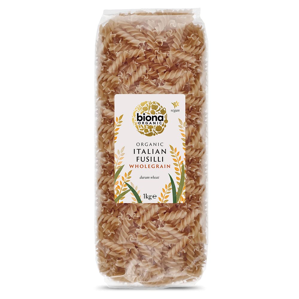 Biona Organic Wholegrain Fusilli Pasta - 1kg Pack | Bronze Extruded | Certified Organic 1