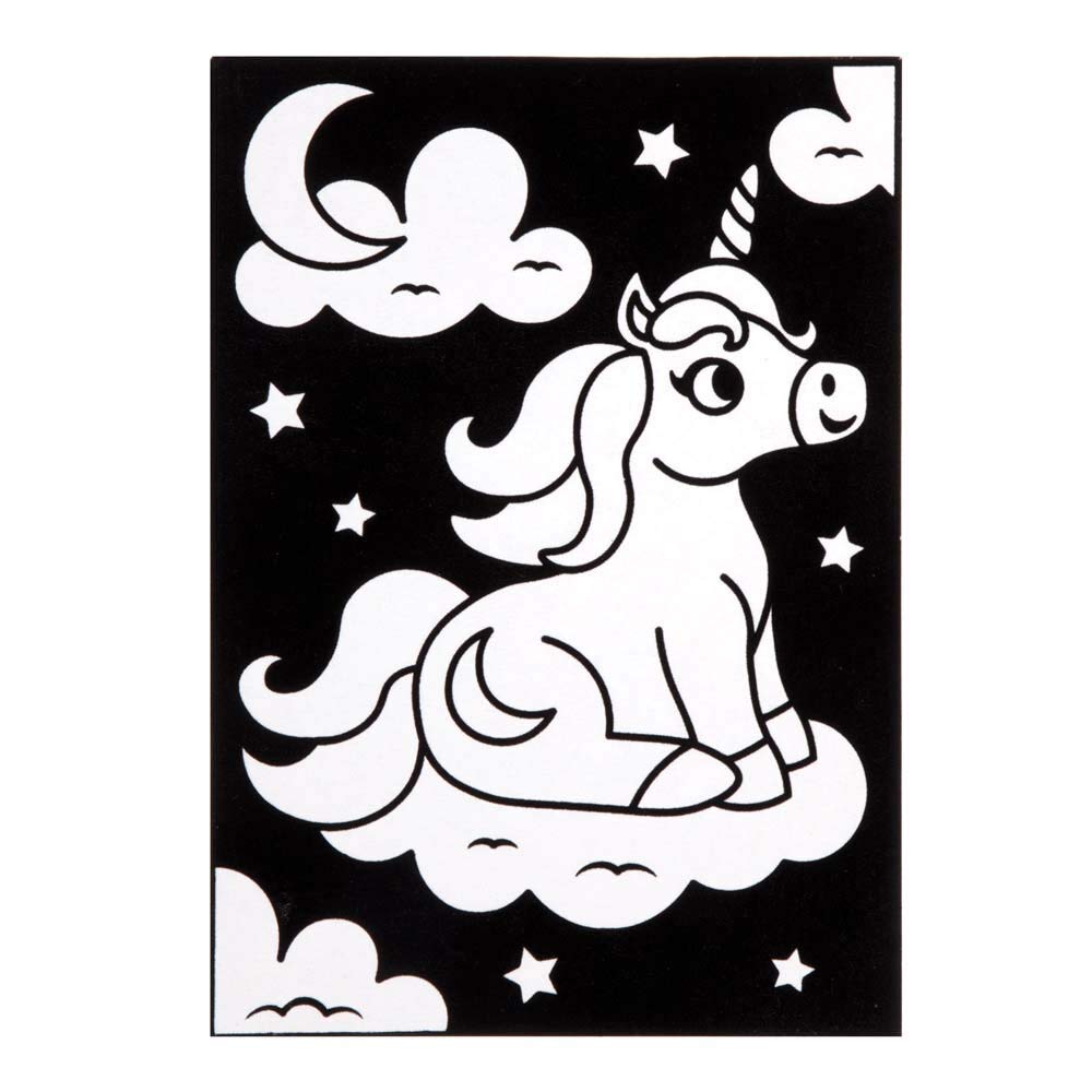 Baker Ross FE258 Unicorn Colour-in Pictures - Pack of 10 Fuzzy Art Craft Set for Kids 2