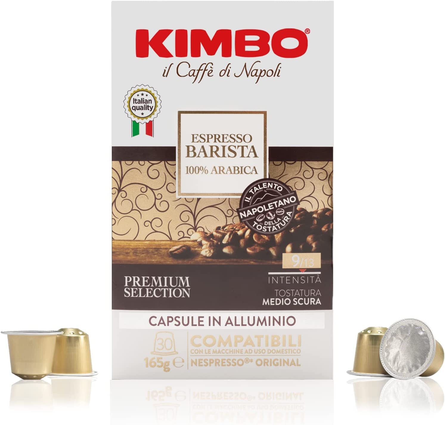 Kimbo Espresso Barista 100 % Arabica Aluminiumkapseln (30er-Packung) | Mitteldunkle Röstung, Nespresso-kompatibel