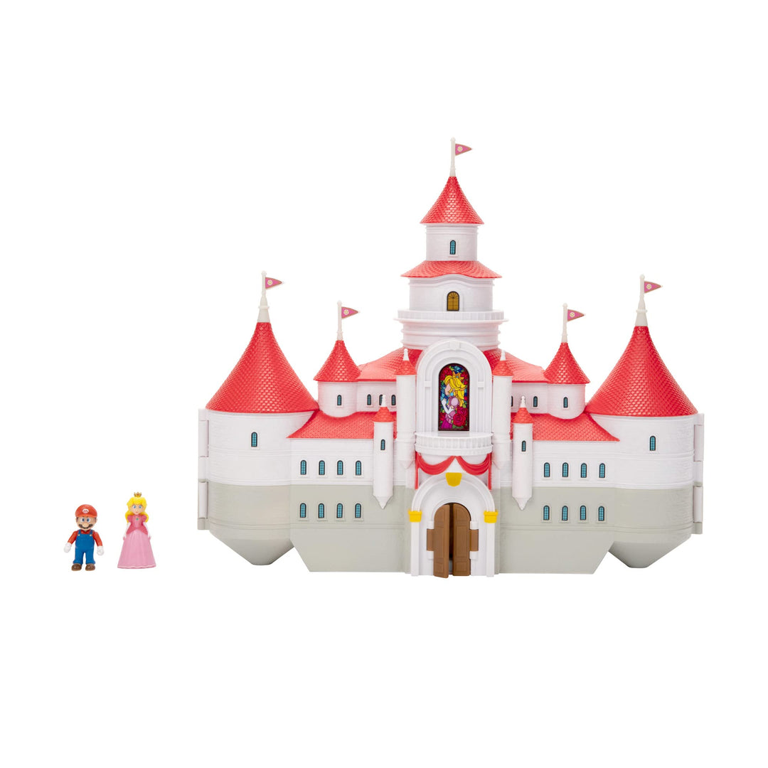 THE SUPER MARIO BROS. MOVIE - Mushroom Kingdom Castle Playset with Mini Mario and Princess Peach Figures (2023)