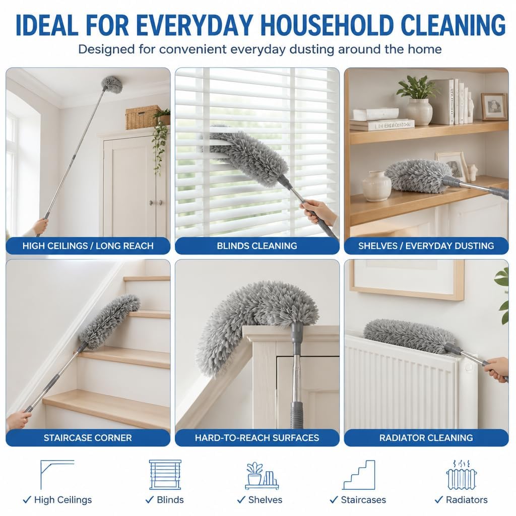 FABRIO Extendable Microfibre Duster - 205cm Reach | Bendable Head | Lightweight 5