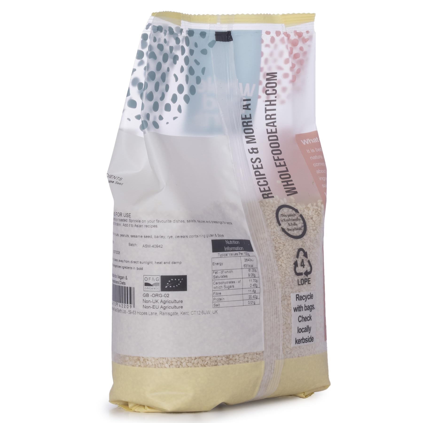 Wholefood Earth Organic Hulled Sesame Seeds - Raw, GMO Free, Vegan | 500g 3