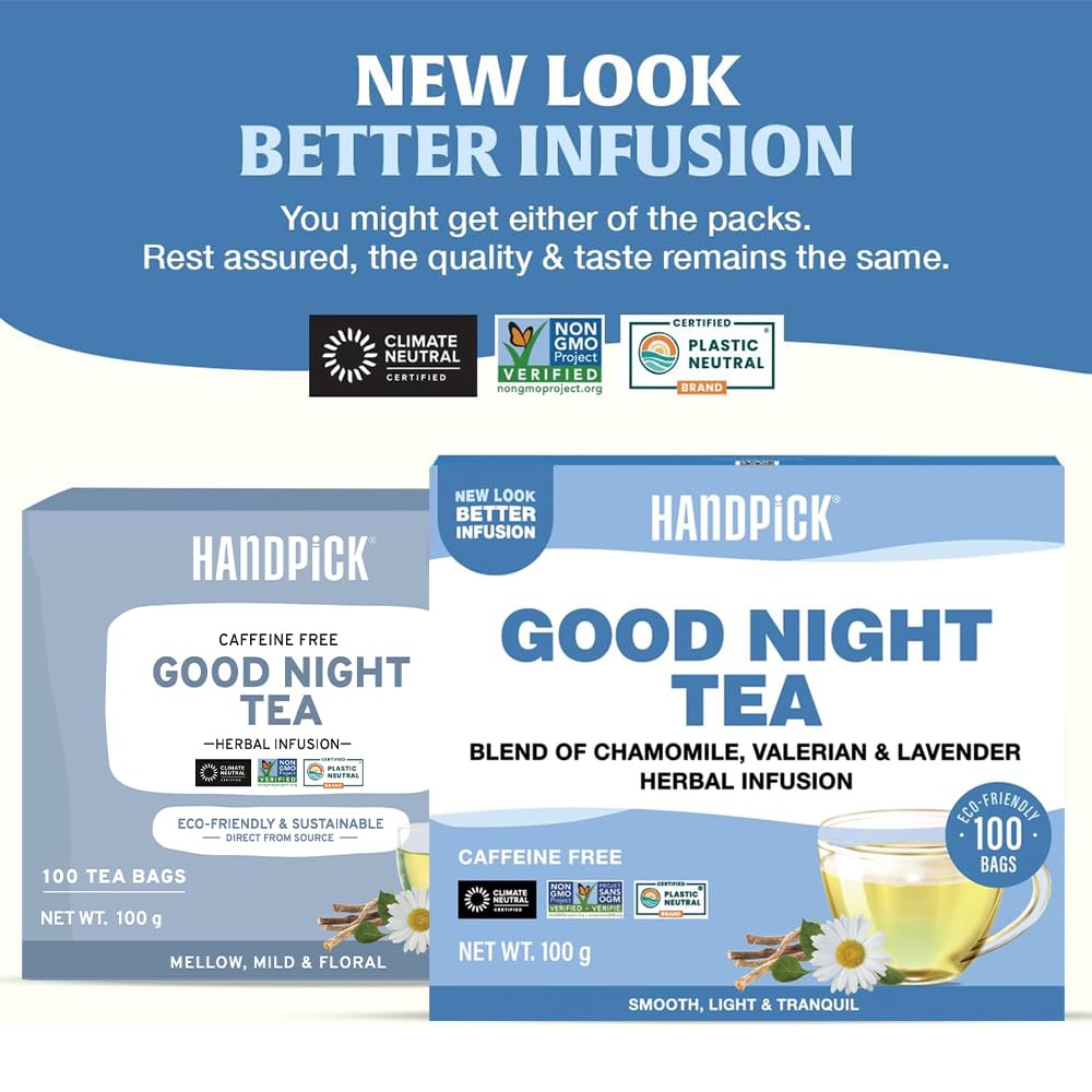HANDPICK Good Night Tea Bags - Sleep & Relaxation Herbal Tea | 100 Count Caffeine Free 2