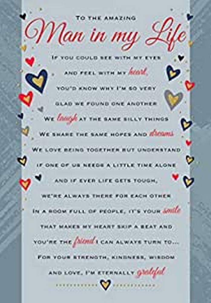 Piccadilly Greetings Sentimental Birthday Card for Man in My Life | 9 x 6 inches
