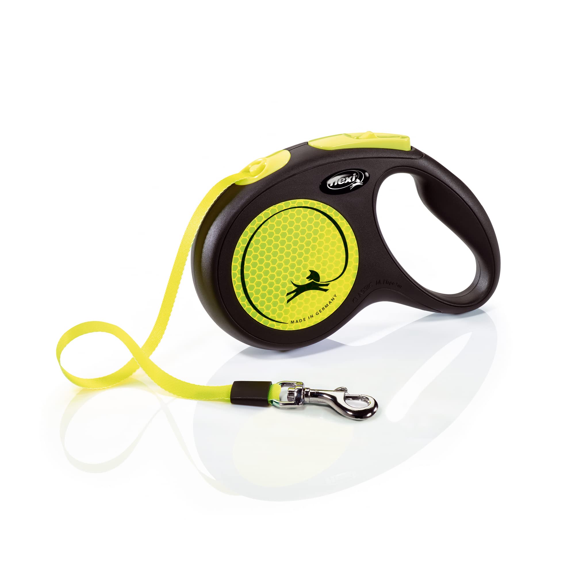 flexi New Neon M Tape Retractable Lead - 5m Length | Neon Yellow | For Dogs Up To 25 kg