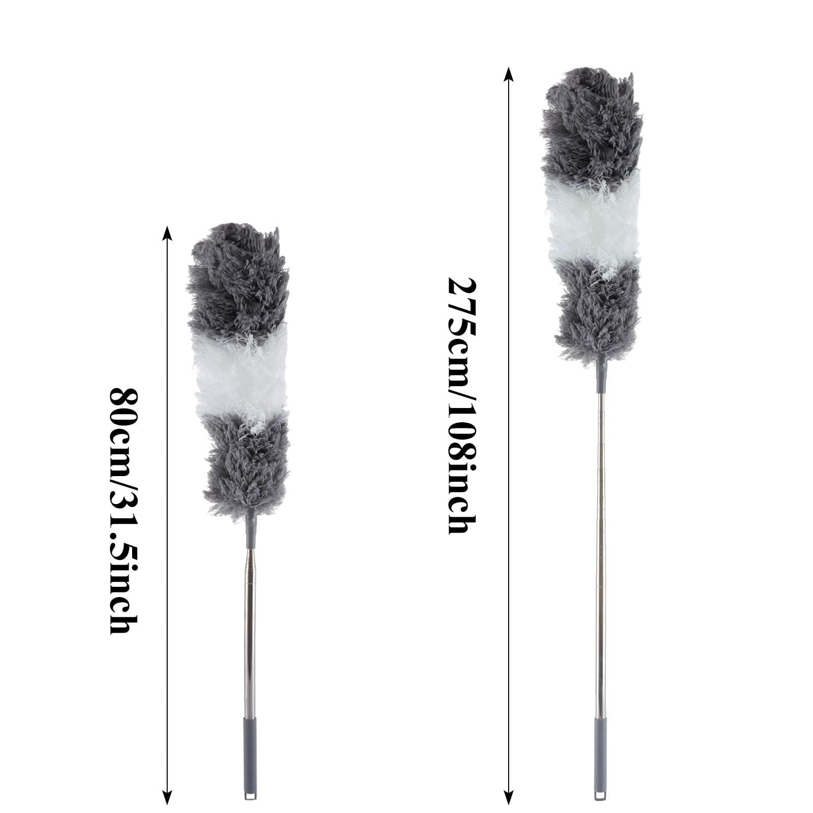 ASelected Extendable Microfiber Duster - Telescoping Stainless Steel Pole up to 2.75M | Bendable Head | Washable